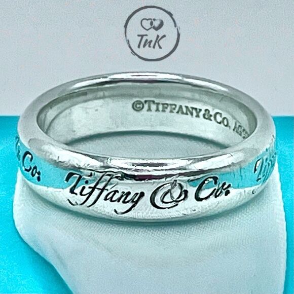 Tiffany & Co. Wide Notes Script Silver Ring - Sz 7.5 - Picture 8 of 16